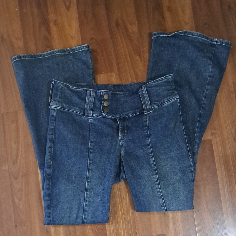 Vintage Y2k Garage Dark Blue Low Rise Flare Jeans